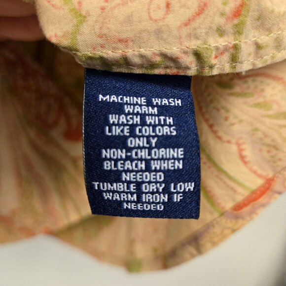 Chaps 3X Paisley Button-Up Shirt Beige/Red/Green 100% Cotton Long Sleeve Collar - Picture 6 of 8